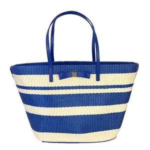 Kate Spade Large Blue Stripes Straw Bag